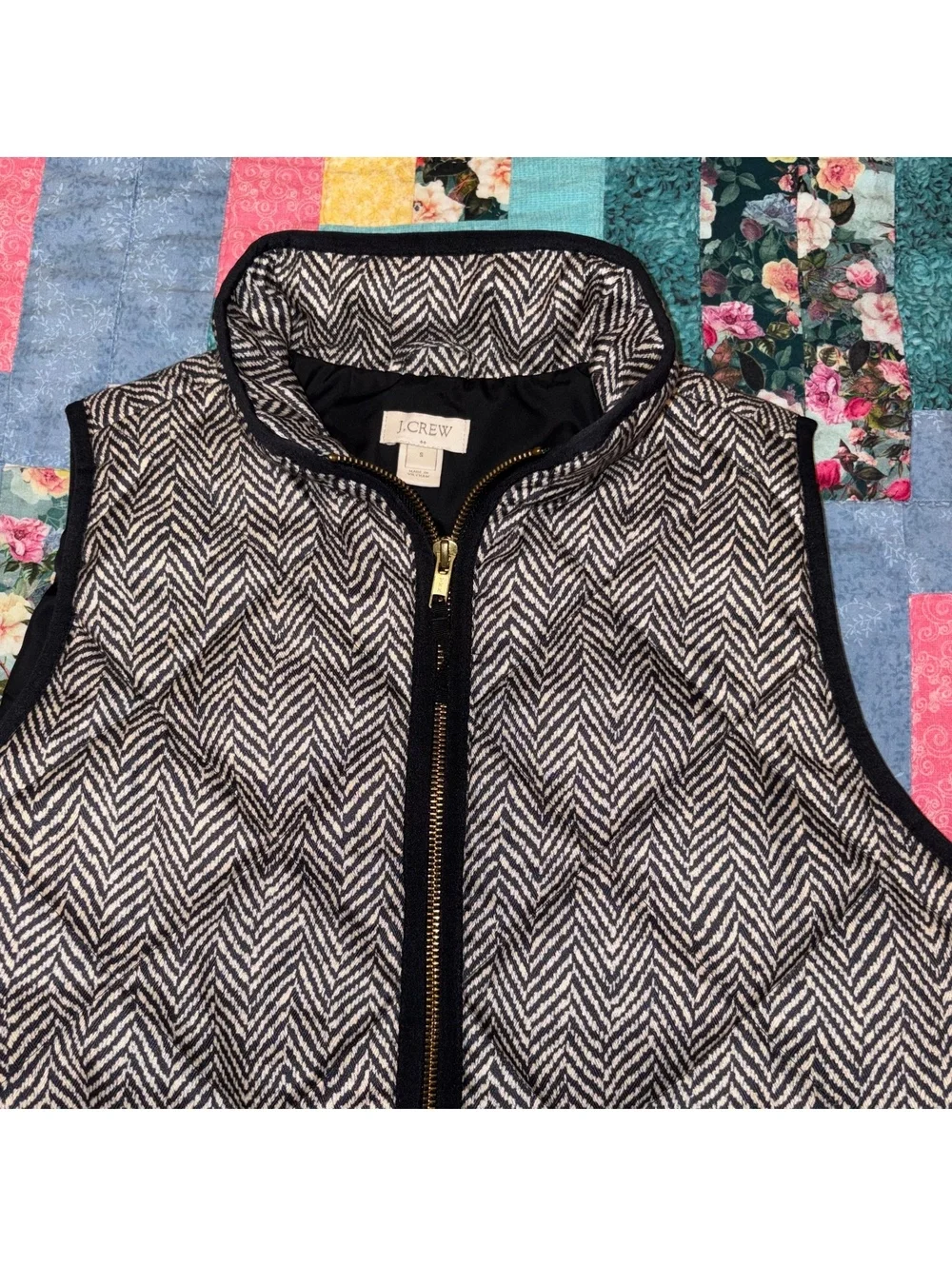 J.Crew $98 Women's S Quilted Herringbone Excursion Vest jacket Size Small